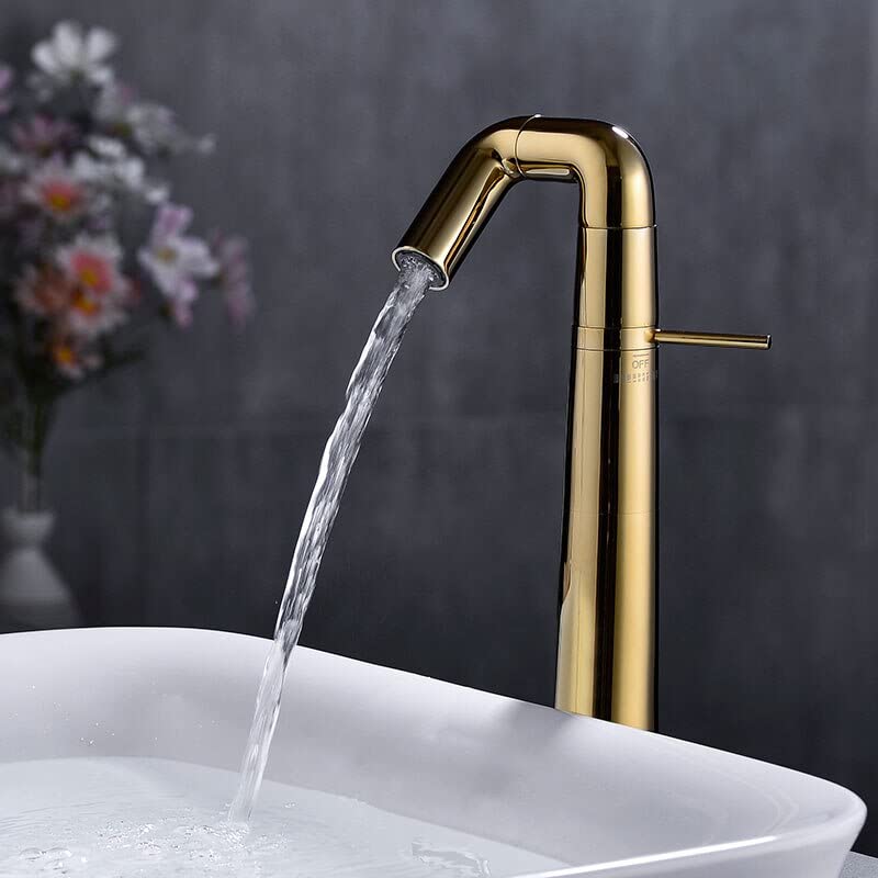 Robinet de salle de bain rotatif or chic pour lavabo moderne