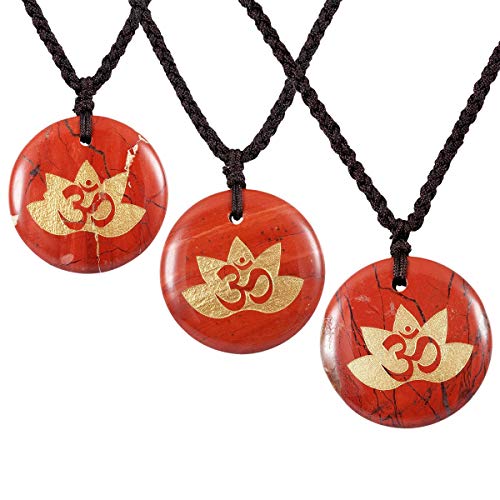 SUNYIK Crown Chakra Engraved Round Stone Amulet Pendant Necklace, Adjustable Wave Necklaces for Unisex3