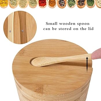 LOT DE 2 Boîtes à Sel Rondes En Bambou Avec Couvercle Et