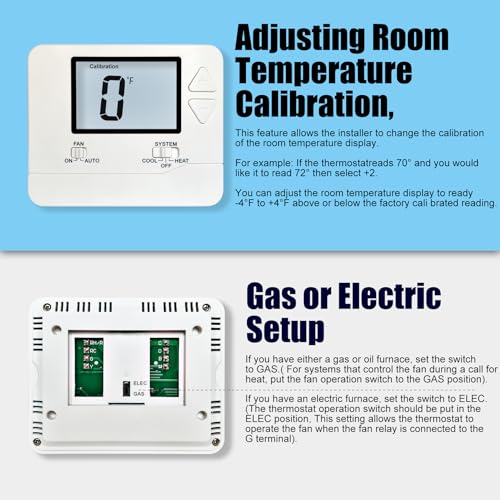 Heagstat H701W-A01 Upgraded Digital Non-Programmable Thermostat For Home 1 Heat/1 Cool Single-Stage System thumb #7