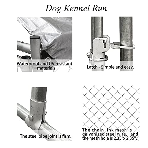HITTITE Large Outdoor Dog Kennel, Heavy Duty Outdoor Fence Dog Cage, Anti-Rust Dog Pens Outdoor Dog Fence with… - Image 6