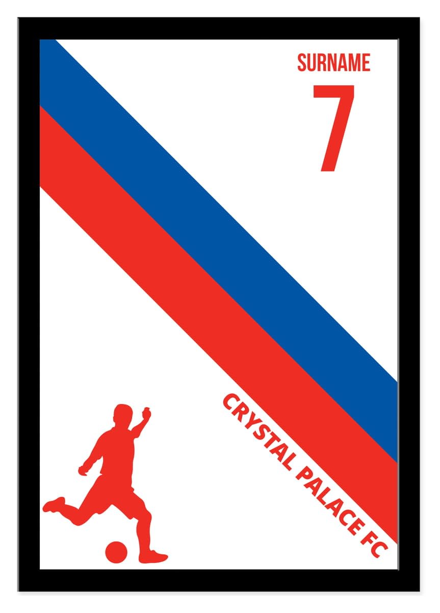 Personalised Colour Stripe A4 Framed Print for Crystal Palace supporters, black frame