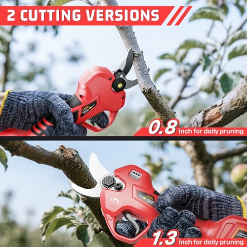 Image of Electric Pruning Shears for Gardening,Garden Shears Cutter 0.5 Second Shear Speed 0.8-1.4 inchCutting Diameter Brushless Trimming Branch,Pruning Shears with 6000 Cuts of 2 Rechargeable Battery
