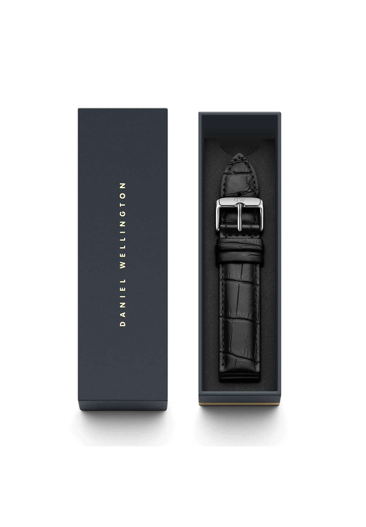 Daniel Wellington Classic Reading Cinturino Uomo, 20mm, in Pelle, Nero/Argento