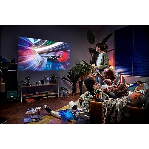 SAMSUNG 30” - 100” The Freestyle with Gaming Hub Smart Portable Projector, FHD, HDR, Big Screen Home Theater Experience, 360 Sound, SP-LFF3CLAXZA, 2023 Model (Renewed)