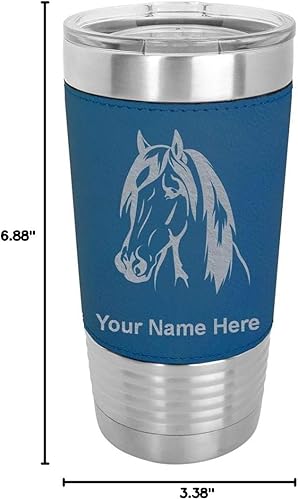 Vista 59 de LaserGram Vaso aislado al vacío de 20 onzas, cabeza de caballo 1, grabado personalizado incluido (cuero sintético, verde azulado)
