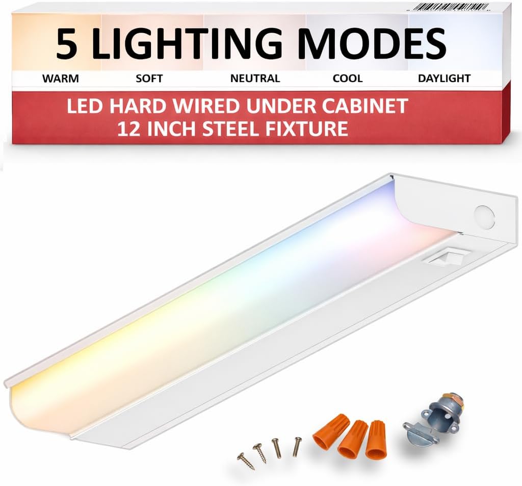 Heavy-Duty Steel Hardwired Under Cabinet Light, 36 in., 5 CCT Selectable (2700K-5000K), True Replacement for Built-in Fixtures, Wide Body Direct Wire Kitchen Light, 1500 Lumens, CRI>90