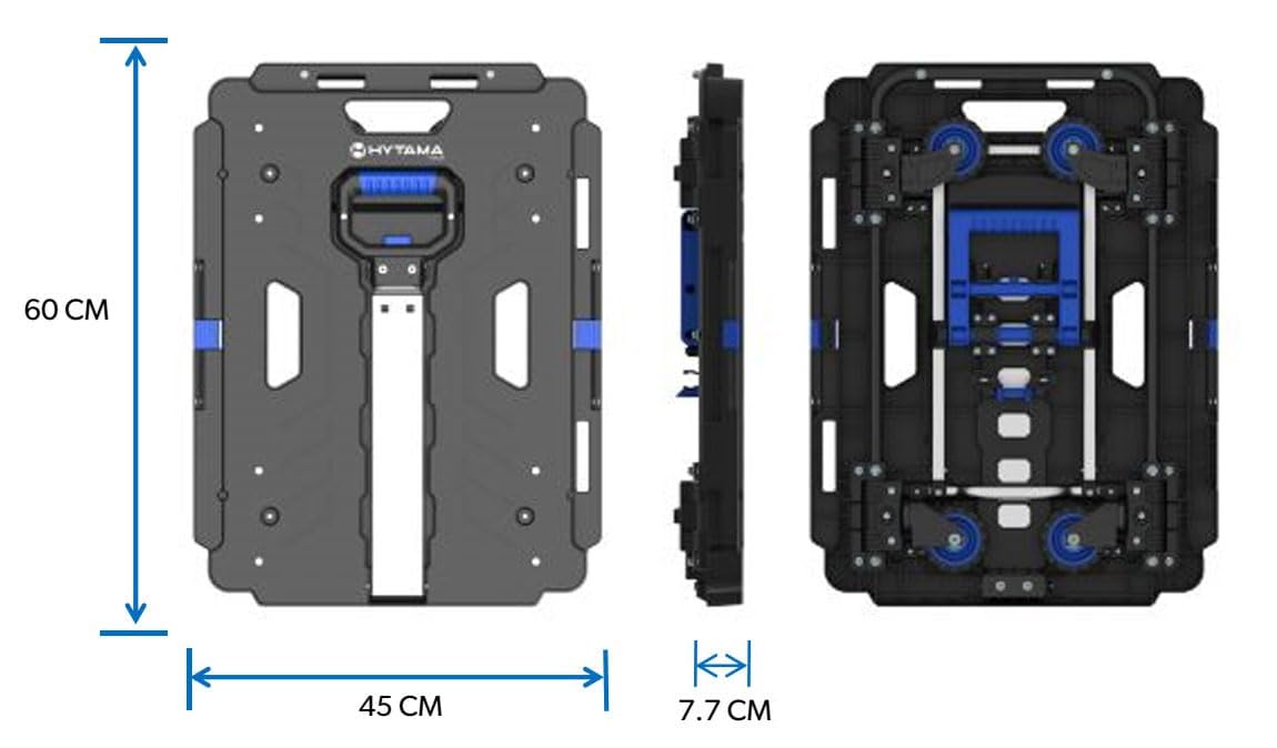Carrello Piattaforma Multifunzione Portatutto FOLD FLAT con manico telescopico in alluminio Capacità 136 kg in Polipropilene Portatile Pieghevole con Ruote girevoli a 360