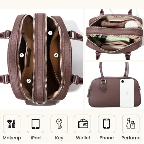Bolso de cuero genuino para mujer, satchel pequeño con asa miniatura 4
