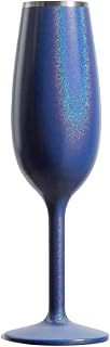 NEWPORT Stemware Collection, Premium Vacuum Insulated Stainless Steel Sparkling Wine & Champagne Flute, Crystal Thin Champagne Glass, Unbreakable & Drinks Stay Cold, Non-Slip Base, 6oz, Shimmer Blue
