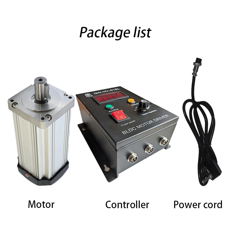 110V/220V 3000/6000rpm 650W 2.07/1.03N.M 80mm Single-Phase Square Brushless DC Motor Low Noise Hall BLDC Motor with Driver Kit (110V-650W 3000RPM)