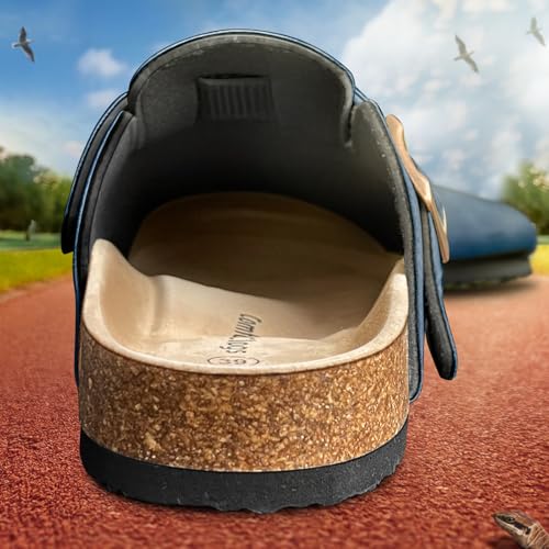 Image of KEMISANT Men Clogs-Comfortable Suede Mules Slippers Sandals Nurse Potato Shoes Unisex-Cushioned Cork-Footbed