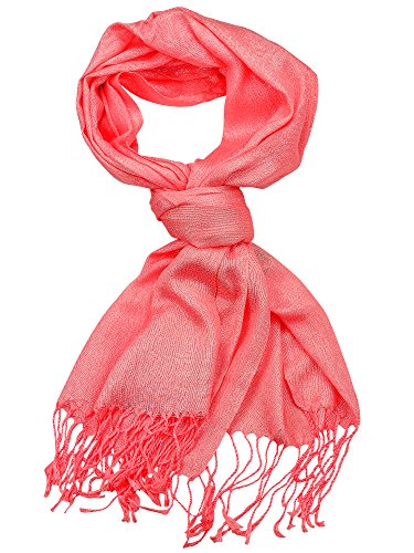 NYFASHION101 Women's Sheer Metallic Braided Tassel Ends Scarf Shawl Wrap2