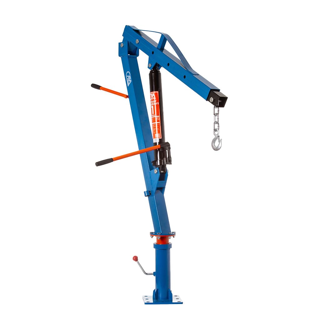 IMJ-Global 1T drehbarer Hydraulikkran mit 360° Rotation, 4-stufiger ausziehbarer Arm (500–1000 kg), leistungsstarker Hydraulikzylinder, Basis 21 × 21 cm, Höhe 199–250 cm, für Werkstatt oder Fahrzeuge