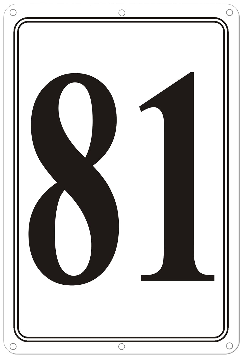Premium Aluminum Number Signs 81, Metal 12" X 8" Numbered Signs Outdoor for Parking Lots, Floor, Dock, Court, Aisle, Field, High Visibility, No Fade, Weather-resistant