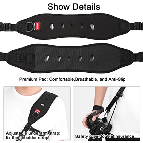 TECDW Camera Strap With Camera Wrist Strap, Quick Release Plate, Safety Tether, Quick Release Camera Neck Strap - Image 4