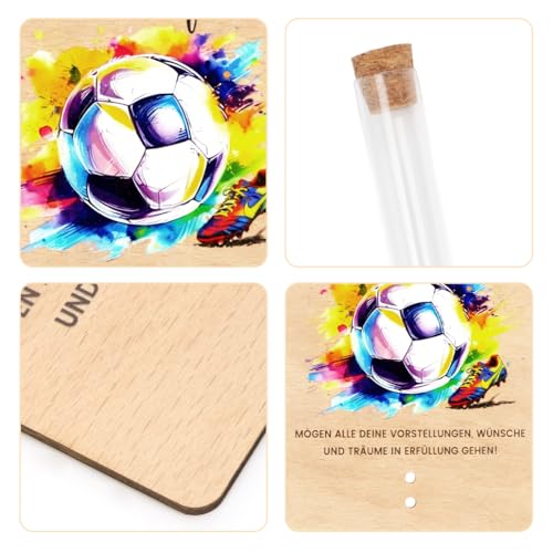 Fussball Geldgeschenk Verpackung aus Holz, Wunscherfüller Geldgeschenke Verpacken Sparbüchse, Fußball Geschenke für Kinder Jungen Fußballfans Geburtstag Weihnachten und Jugendweihe