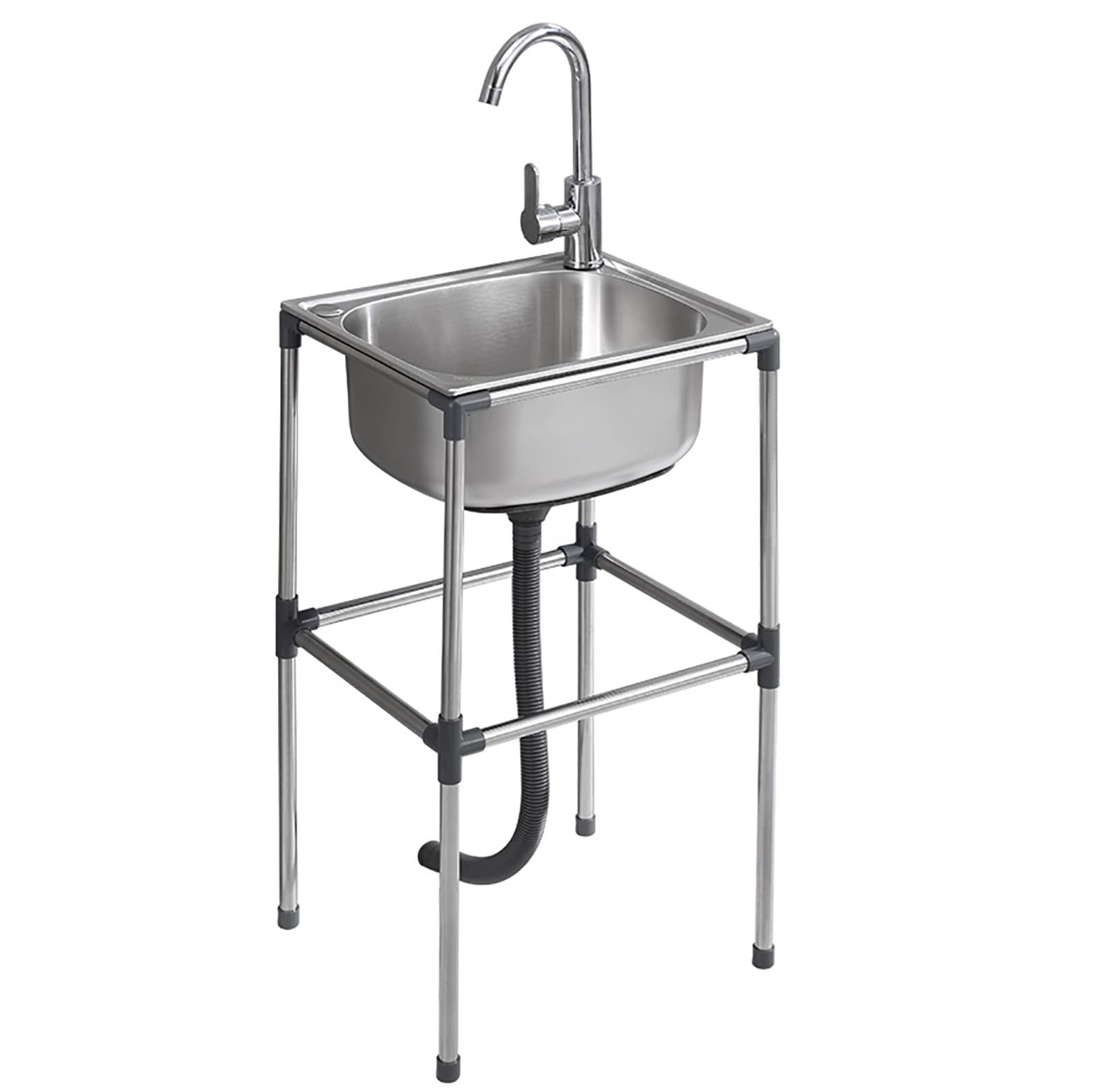 TAXXII Commercial Stainless Steel Kitchen Sink - Freestanding Outdoor Utility with Faucet, Single Bowl Design for Garage, Basement, Room, and Camping Use 37x32x75 cm.