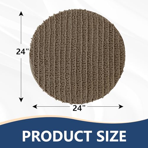 Image of Arotive Round Bathroom Rugs 24x24, Extra Soft Thick Absorbent Shaggy Chenille Bath Rugs, Machine Wash Dry, Bath Mats for Bathroom Floor, Tub and Shower, Home Decor Accessories, Camel