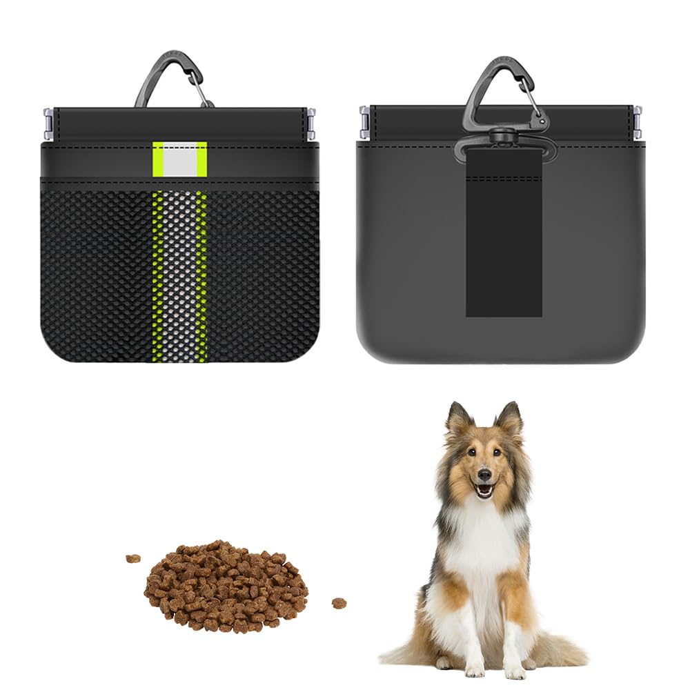 MSLSOZ Dog treat pouch small,dog training pouch, black pocket size pet training bag, waterproof, with Carabiner