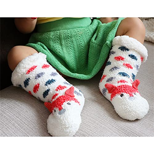 Christmas Fuzzy Socks for Kids Plush Crew Socks Toddler Non Slip Cozy Fleece Lined Slipper Socks Winter Warm Xmas Socks2