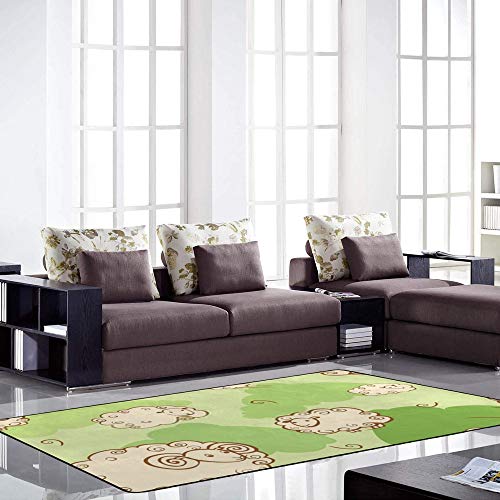 Tapis mignon pâturage vert isolant velours corail Ruchen 152cm - 4