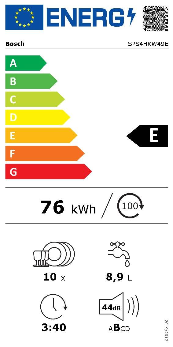 Bosch SPS4HKW49E - Seria 4 - Zmywarka wolnostojąca - 45 cm - 10 sztućców - Home connect - Biała