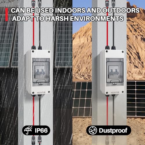 Image of 50 Amp Disconnect Box with Breaker,Solar Panel Disconnect Switch 1000 VDC,IP65 Breaker Box for Solar PV Homes