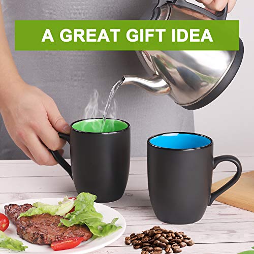 Deecoo 6 Pack Large Coffee Mug Set 16 Ounces, Matte Black Porcelain Mug Large-Sized Ceramic Restaurant Drinking Cups For Coffee, Tea, Juice, Cocoa #TOP6