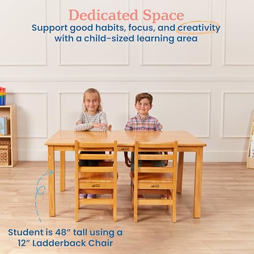 Image of ECR4Kids 30in x 48in Rectangular Hardwood Table with 22in Legs, Kids Furniture, Honey