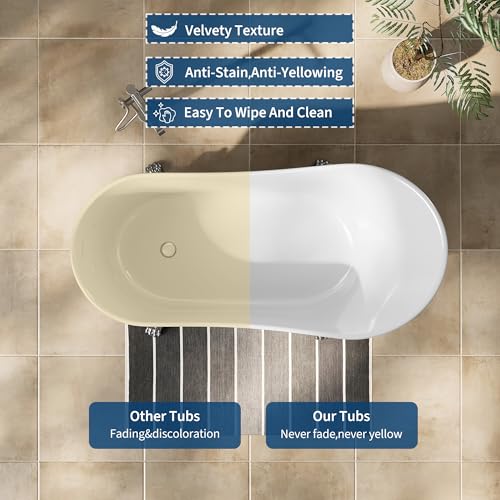 Image of GarveeLife Freestanding Slipper Clawfoot Bathtub 67 inch - Heavy Duty Acrylic Soaking Tub with Chrome Feet, Drain & Overflow, Elegant Vintage Design for Relaxing Home Spa and Bathroom Remodels