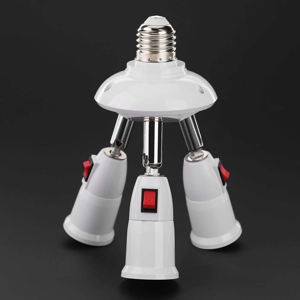 ISDI Portalampada E27 3 In 1 – Adattatore Splitter Regolabile 360° Per Tre Lampadine LED, Bianco