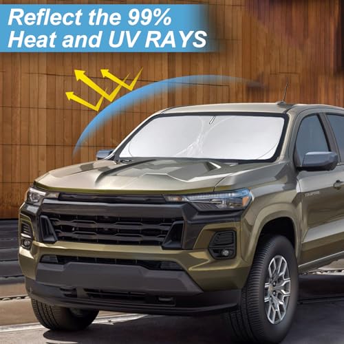 Image of Windshield Sunshade for Chevrolet Colorado 2023-2024 2025 2026 Sun Visor | Custom Fit Chevy Colorado Front Sunshade Windshield Cover Window UV Heat Protector Car Accessories