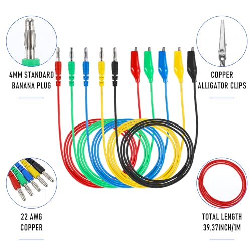 Image of 24Pcs Back Probe Kit, Banana Plug to Copper Alligator Clips Test Leads Kit with Alligator Clips, 0.7mm Back Probe Pins 4mm Banana Socket for Car Repairing Diagnostic
