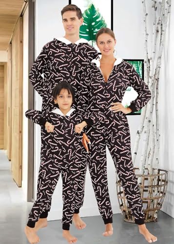 Yeaxlud Matching Family Pajamas Christmas Onesie Jumpsuit Zipper Soft Pj'S Cute One Piece Printed Xmas Sleepwear(Women-M) thumb #2