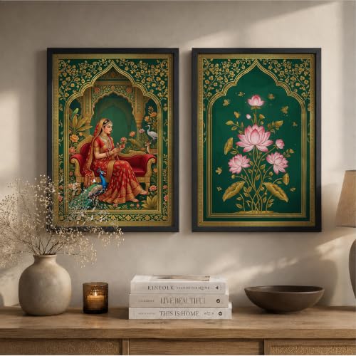 Image of Suneree Traditional Indian Wall Art - Set of 2 (ART 18, 10x13 INCHES)