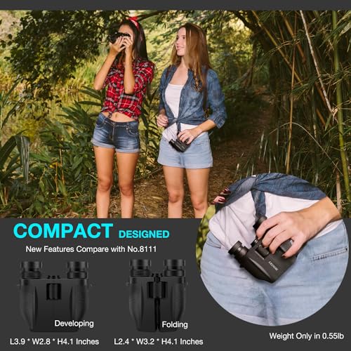 image for Hontry Binoculars for Adults and Kids, 10x25 Compact Binoculars for Bi
