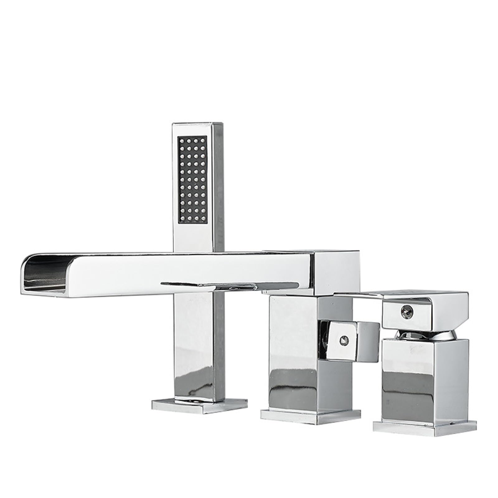 ZYCHSJXA Bath Mixer Tap with Deck Mounted Shower 3 Hole Chrome Multifunctional Waterfall Rotating Faucet