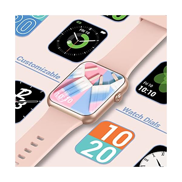 FITNIV Smart Watch, 1.55 Inch Touch Screen Smartwatch for Android and iOS Phones, Fitness Tracker with Heart Rate & SpO2 & Sleep Monitor, 5ATM Waterproof Pedometer Watch for Women Men, Pink