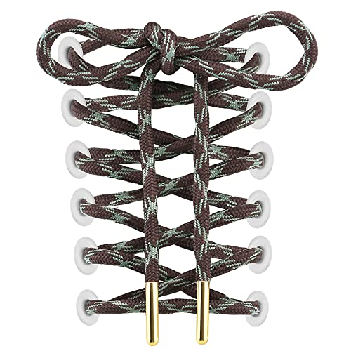 RJ-Sport Schnürsenkel - Ende des Schnürsenkels mit hochwertigem Metall Nadel, runde Senkel für Trekkingschuhe Wanderschuhe Stiefel und Arbeitsschuhe, Ø ca. 4,5 mm (Grün&Braun, 140cm) Cover