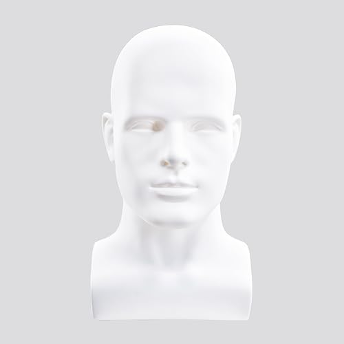 Miniatura 8 de Cabeza de maniquí de PVC negro para maniquí masculino soporte modelo pantalla sombrero bufanda pelucas pelo gafas sombrero belleza estilo Negro mate