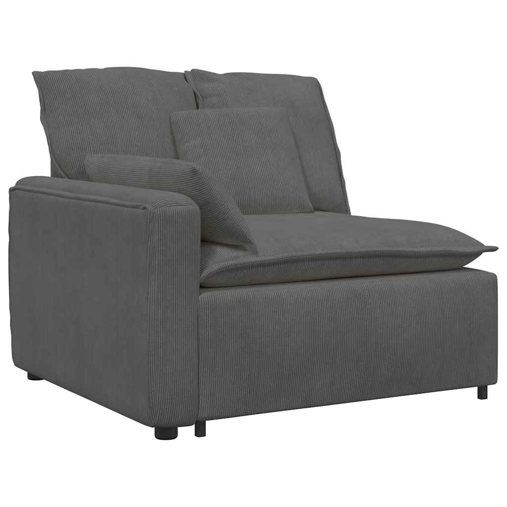 Modułowa sofa z poduszkami ze sztruksu, ciemnoszara, sofa narożna, zestaw wypoczynkowy i sofa do zabudowy, 4-częściowa sofa z podłokietnikami, metalowa rama do salonu i pokoju gościnnego