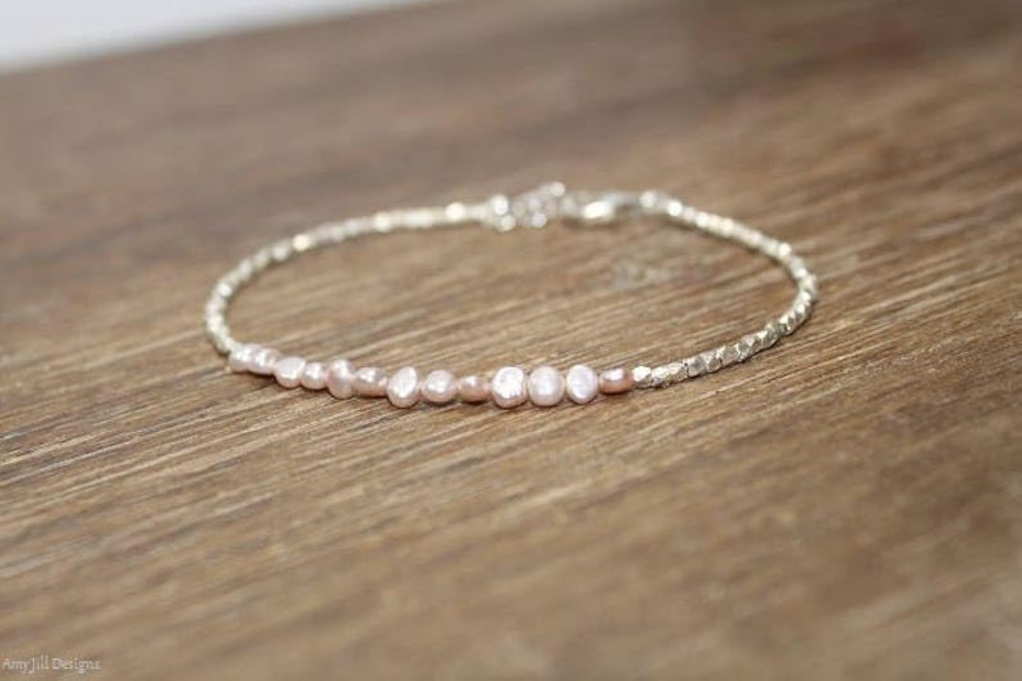 Fresh Water Pearl Nugget Tumble Beaded Bracelet, Adjustable Silver Lock