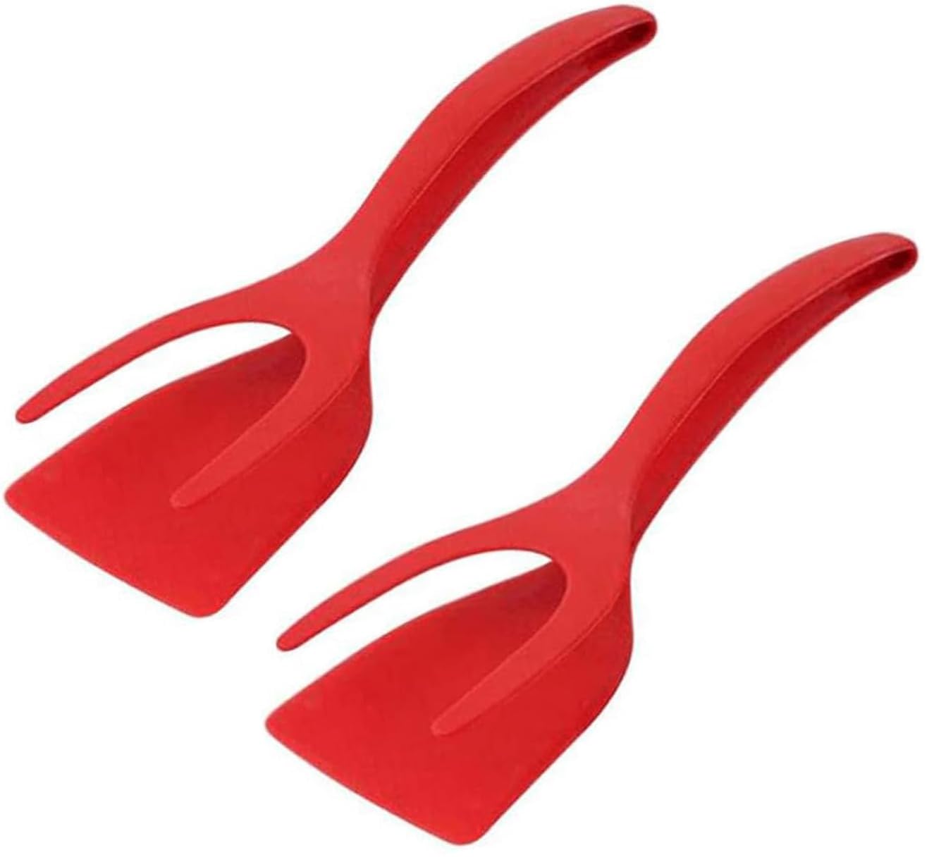 2 in 1 Grip and Flip Spatula Tongs, Egg Flipper Tong, Non-Stick Egg Turners, Pancake Fish French Toast Omelet Making Home Kitchen Cooking Tools (Red 2pcs) โ image 1