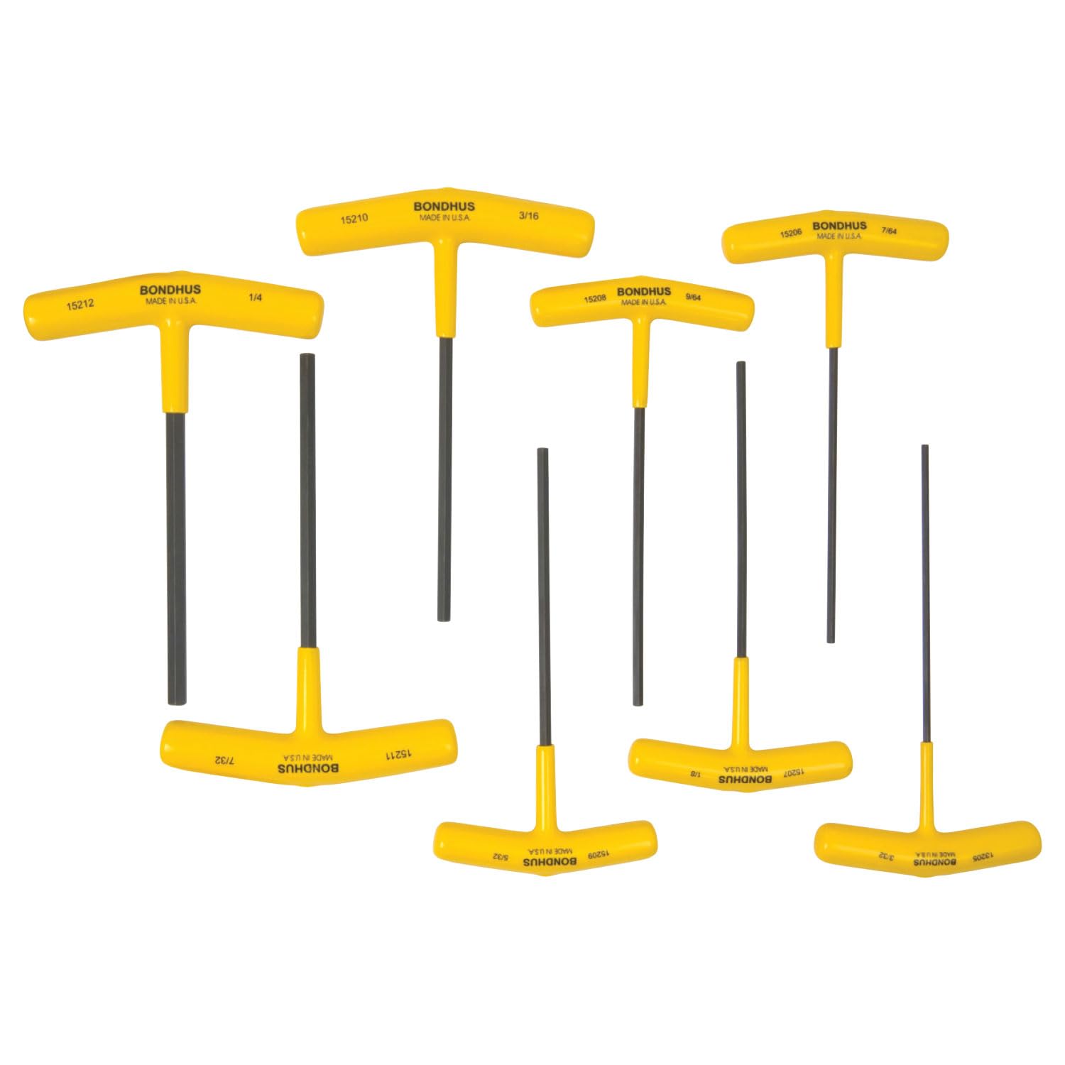 BONDHUS Allen Key T-Handle 6"" Hex Driver Set 8pcs Imperial 3/32""-1/4""  15232