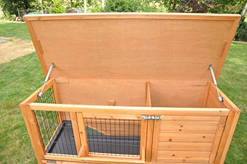 nanook Kaninchenstall Hasenstall - draußen wetterfest - mit Softclose Dach - 122 x 50 x 101 - Farbe: Natur