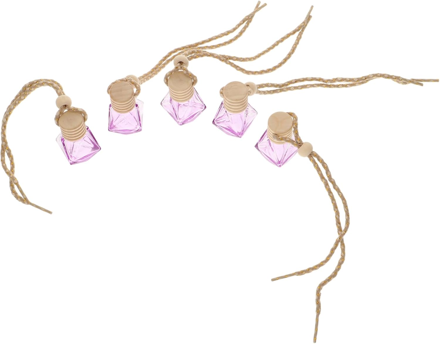 5Pcs Car Hanging Essential Oil Diffuser Bottles Transparent Aromatherapy Air Freshener Pendants for Stress Relief and Car Air Purifying Pretty Design Gift