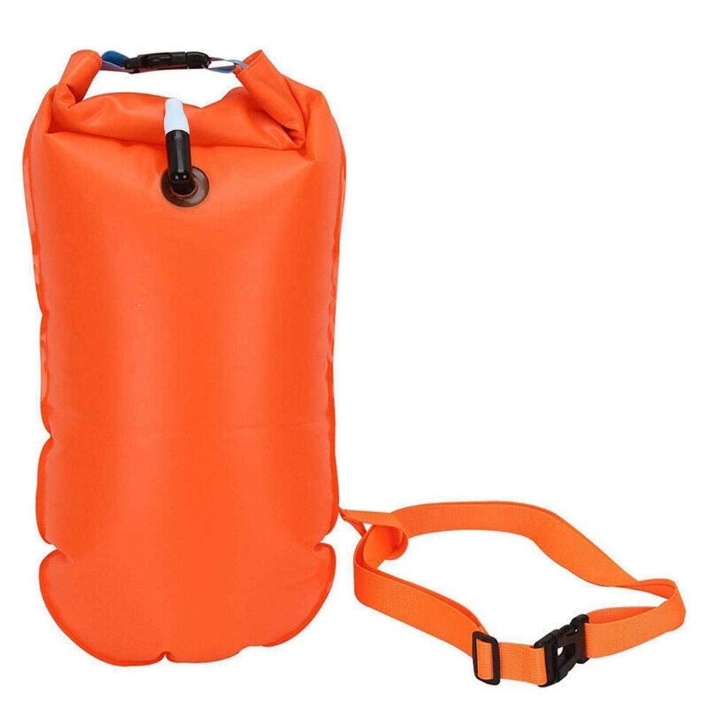 Elibeauty Orange Inflatable Open Water Swim Buoy Air Dry Bag Device Buoy Tow Float Swimming
