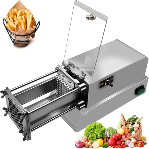 Commercial Potato Cutters Machine, Automatic Potato Pusher, Stainless Steel Electric Potato Cutters with Shell 2.5mm Stainless Steel Materials