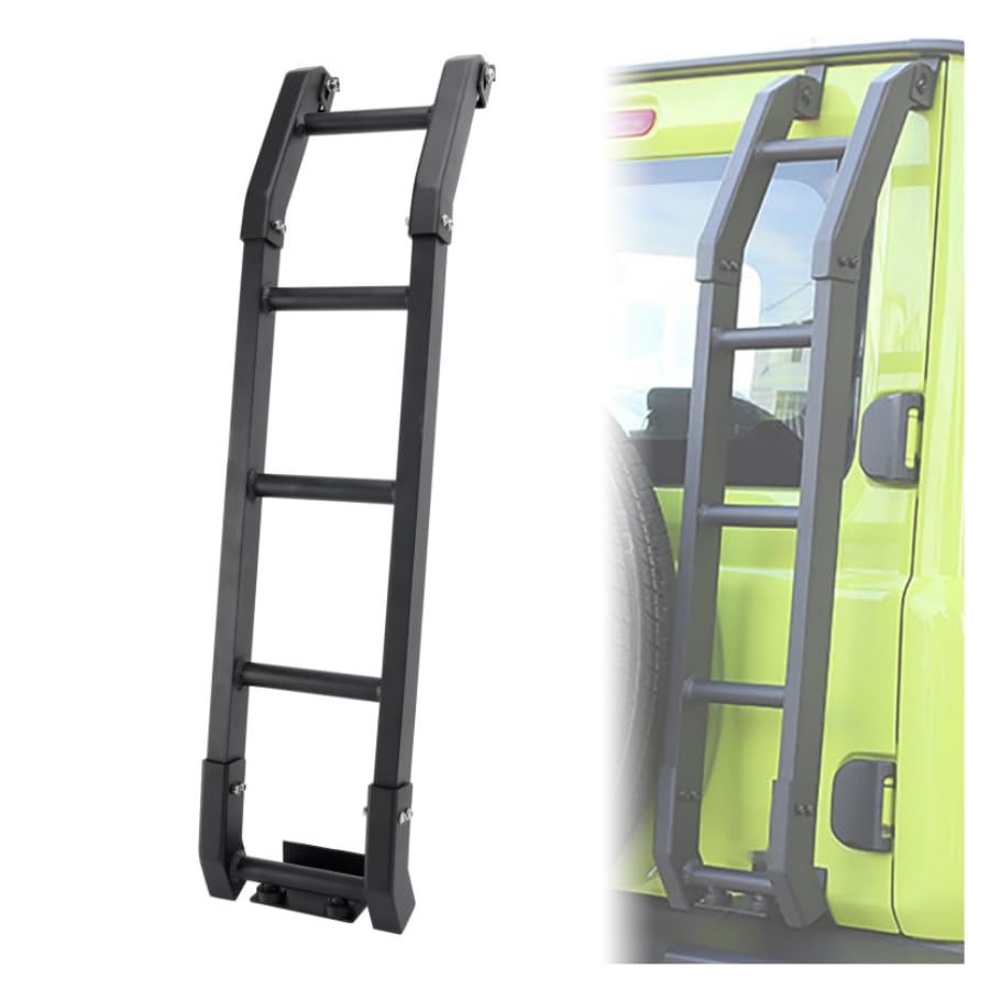 Bruce & Shark(ブルース・サメ ジムニー リアラダー ジムニー ラダー JB74 JB64 2019+ ラングラー サイドラダー ハシゴ リアド カスタム アクセサリー ブラック 梯子 外装パーツ ルーズガージラック 軽量 耐錆 安定設計 非対応車種不可 専門家取付